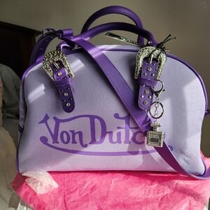 Von Dutch Purple and Lavender Large Duffle Bowling Bag NWT